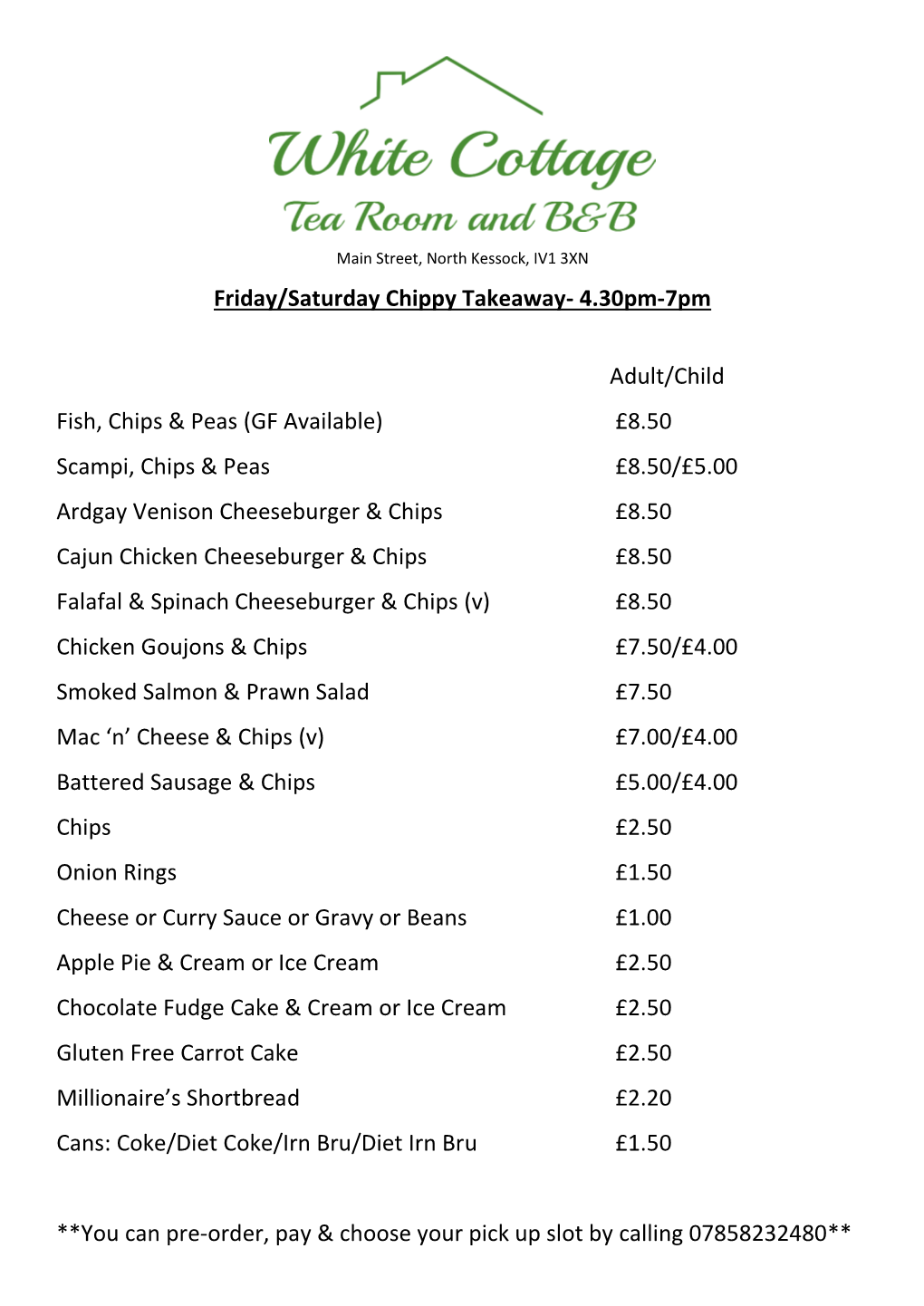 Friday/Saturday Chippy Takeaway- 4.30Pm-7Pm