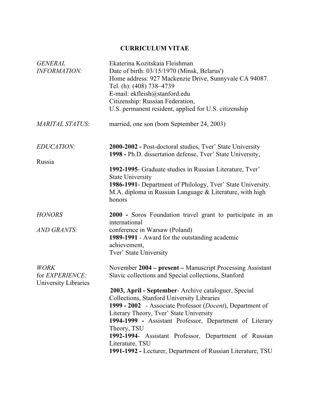 Curriculum Vitae