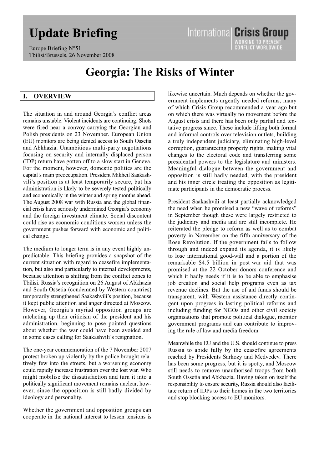 Georgia: the Risks of Winter