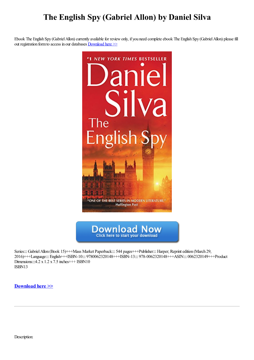 The English Spy (Gabriel Allon) by Daniel Silva