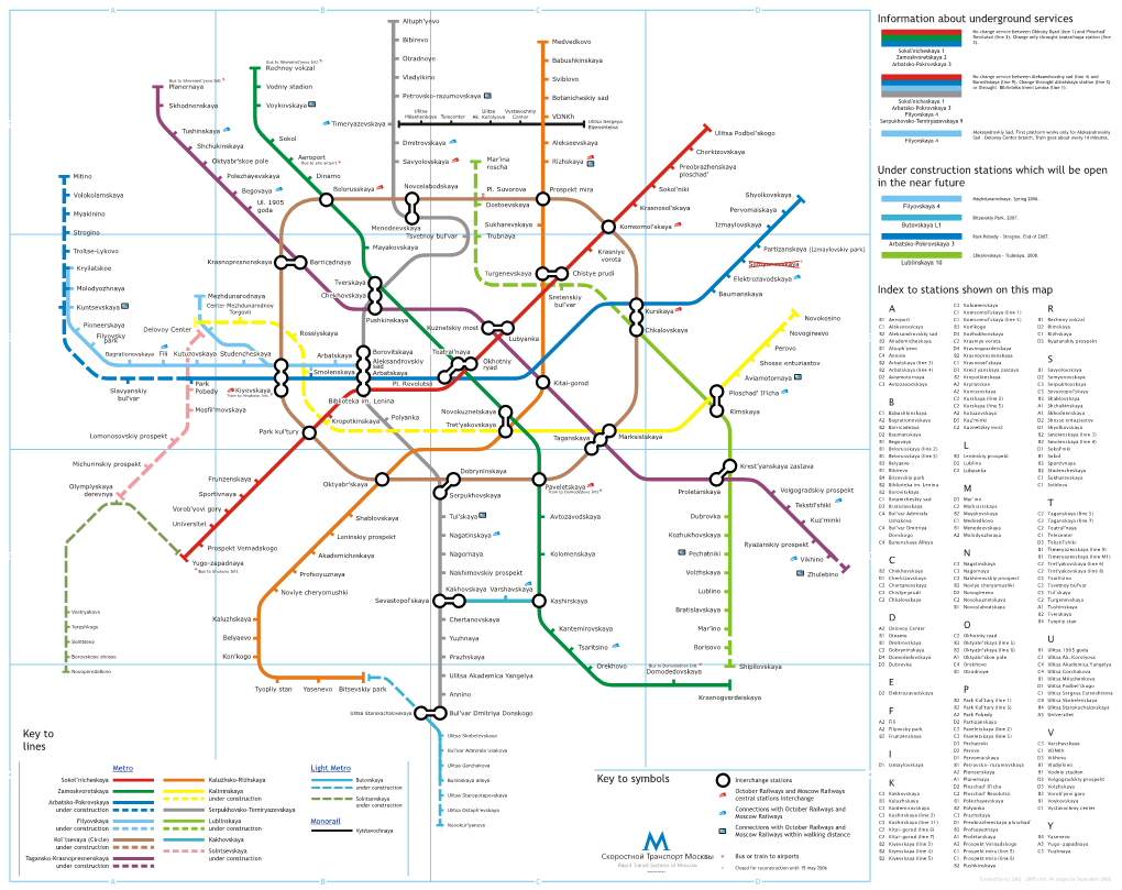 Rapid Transit Systems of Moscow B2 Pushkinskaya White 1 Closed for Reconstruction Until 15 May 2006 a B C D Created by (C) 2002 - 2005 Coth