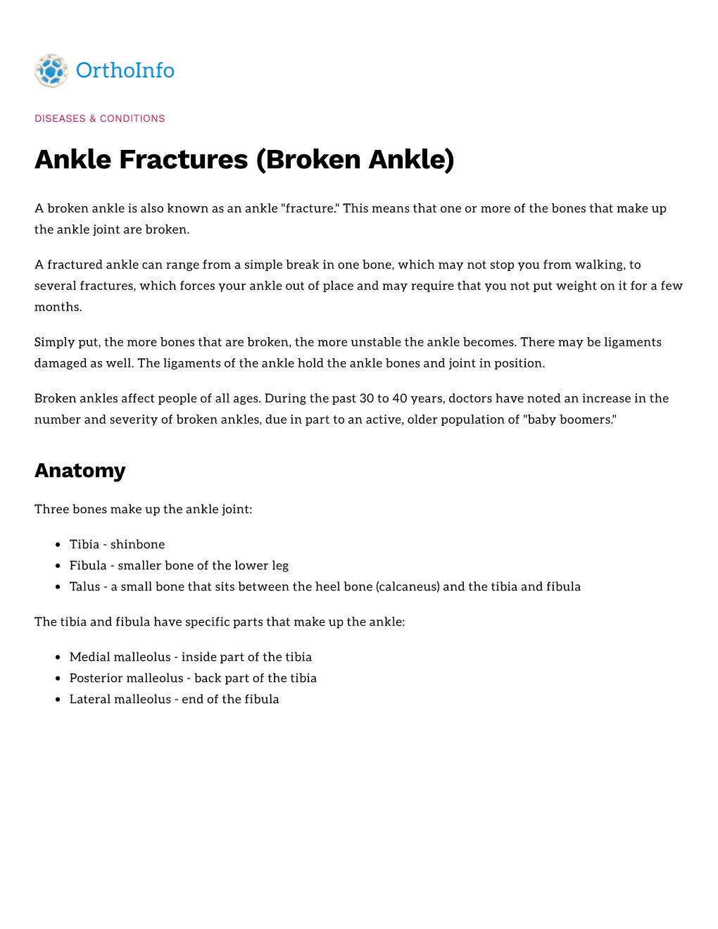 Ankle Fractures (Broken Ankle)