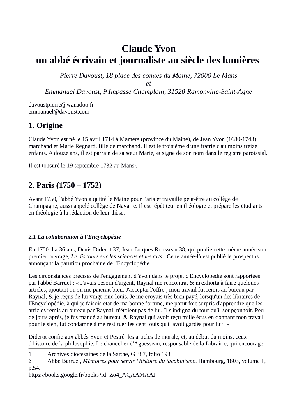 Claude Yvon Un Abbé Écrivain Et Journaliste Au Siècle Des Lumières