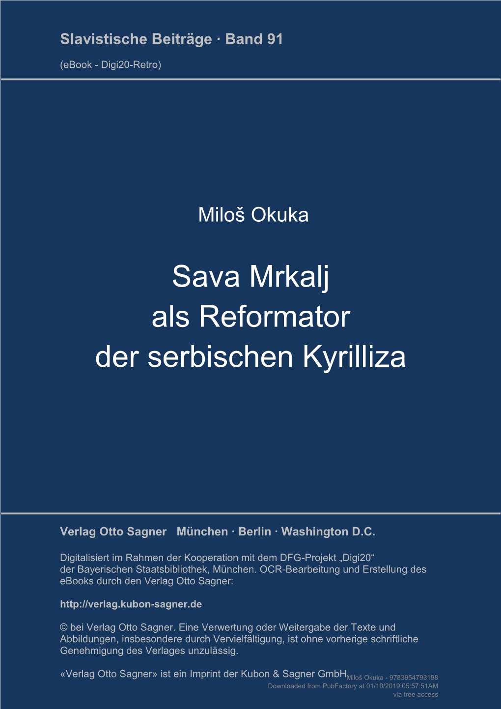 Sava Mrkalj Als Reformator Der Serbischen Kyrilliza