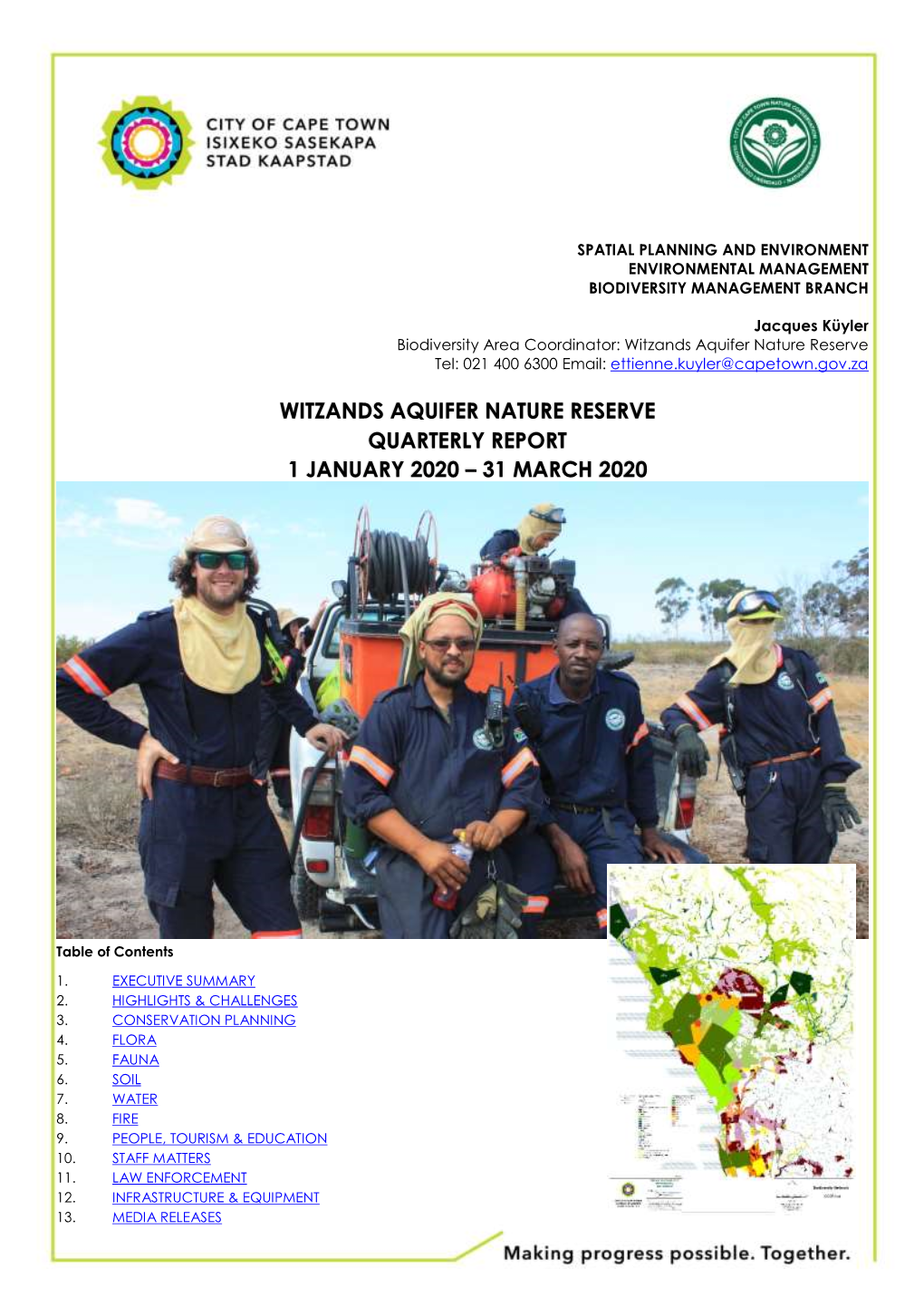 Witzands Aquifer Nature Reserve Quarterly Report 1 January 2020 – 31 March 2020