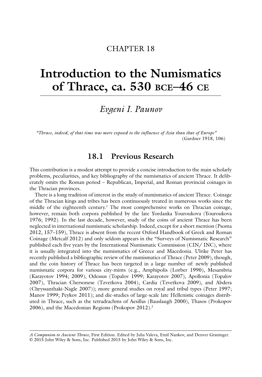 Introduction to the Numismatics of Thrace, Ca. 530 BCE-46 CE