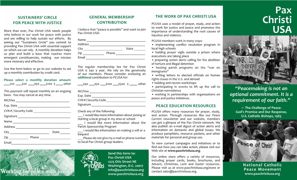 A Brochure from Pax Christi