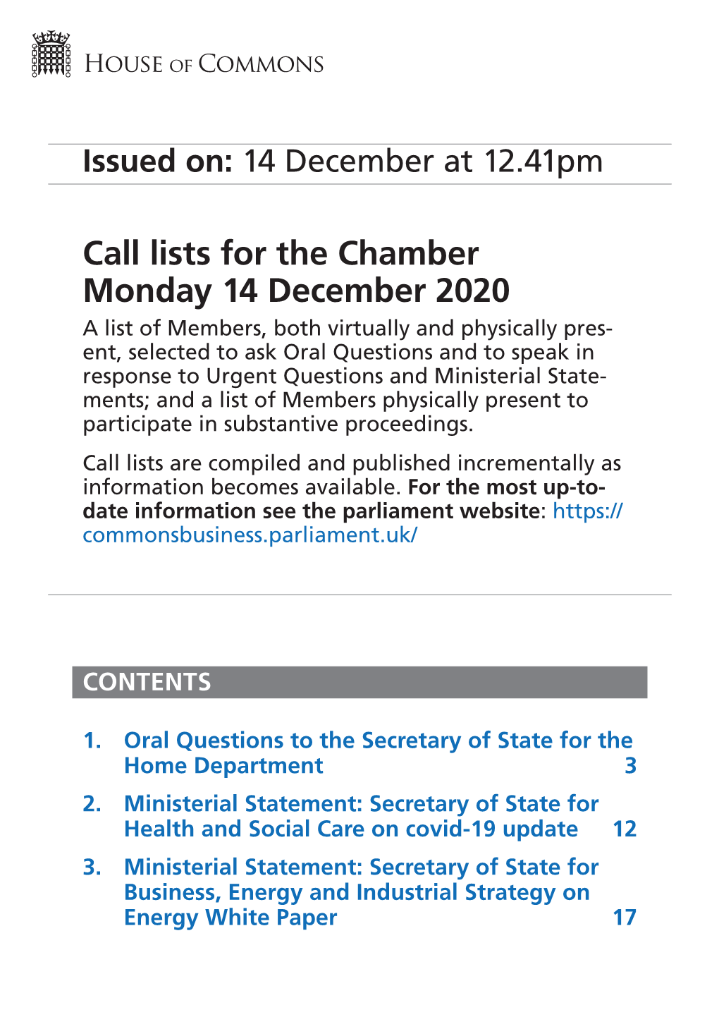 Ministerial Statement: Secretary of State for Health and Social Care on Covid-19 Update 12 3