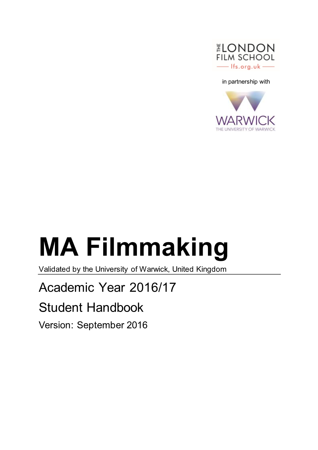 MA Filmmaking Student Handbook 2016/17, Final 1