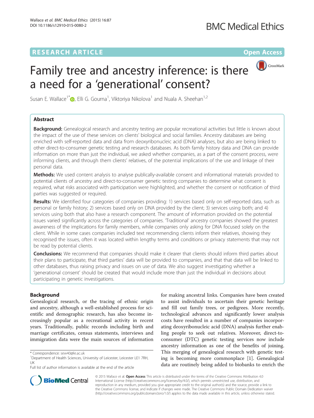 Family Tree and Ancestry Inference: Is There a Need for a ‘Generational’ Consent? Susan E