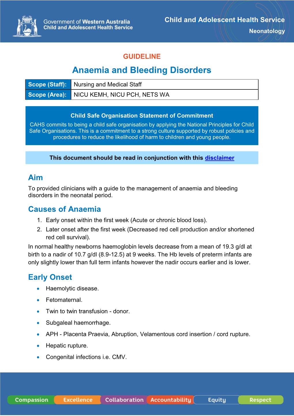 Anaemia and Bleeding Disorders