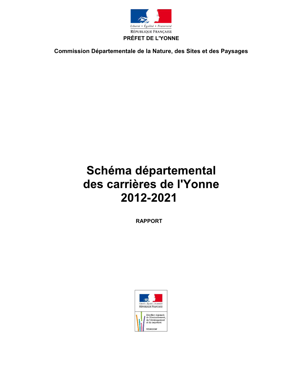 Rapport Du Schéma Départemental Des Carrières De L'yonne