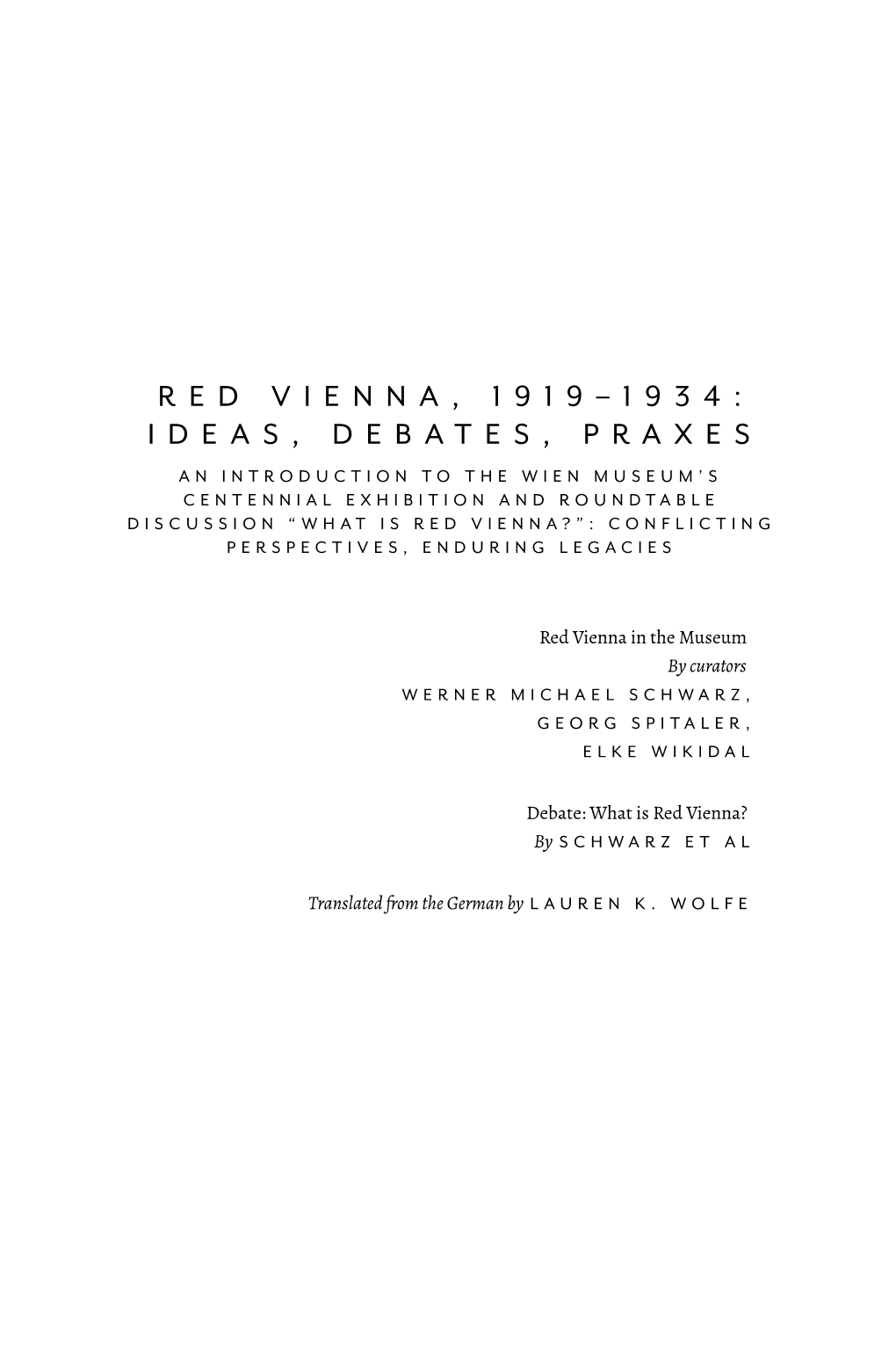 Red Vienna, 1919–1934