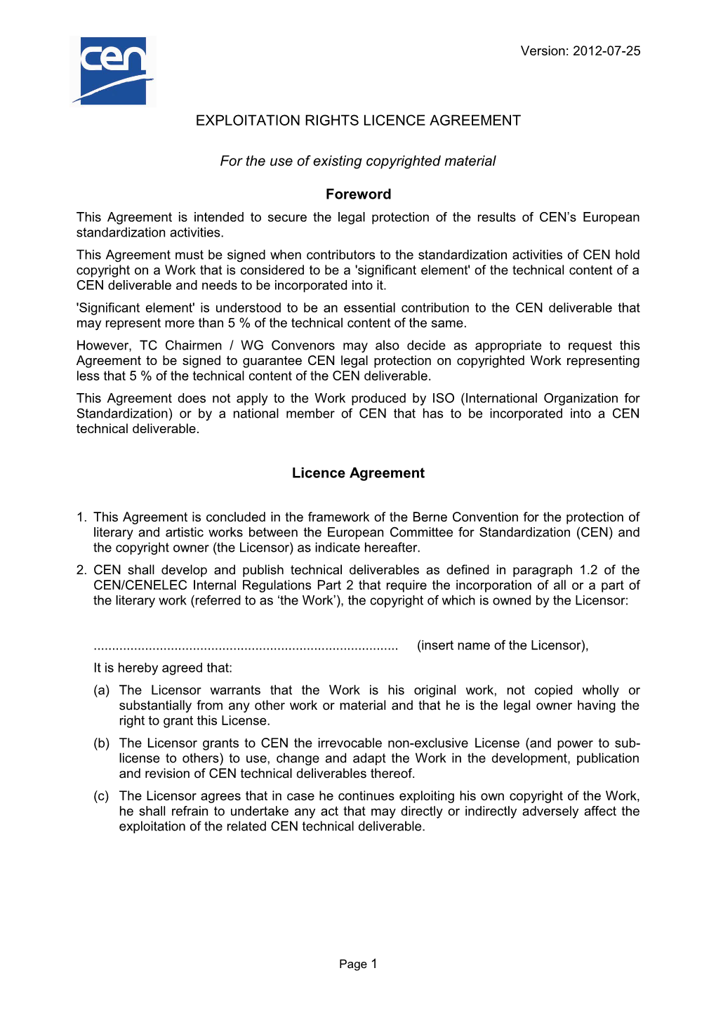 Exploitation Rights License Agreement