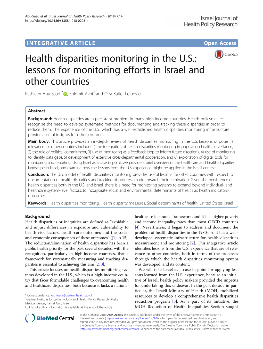 Health Disparities Monitoring in the US