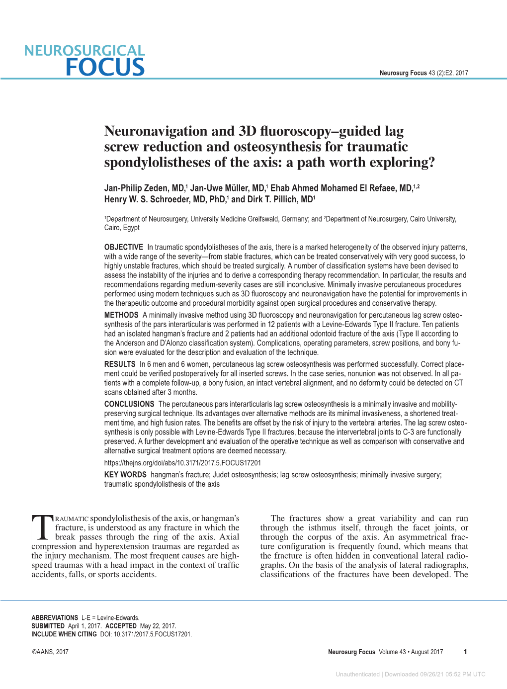 NEUROSURGICAL FOCUS Neurosurg Focus 43 (2):E2, 2017