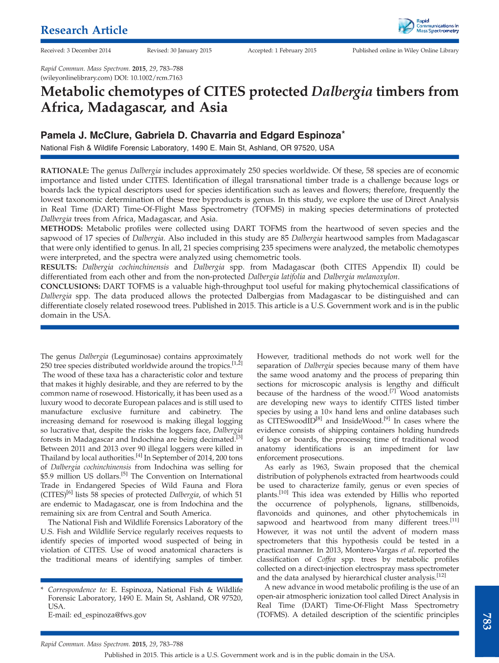 Metabolic Chemotypes of CITES Protected Dalbergia Timbers from Africa, Madagascar, and Asia