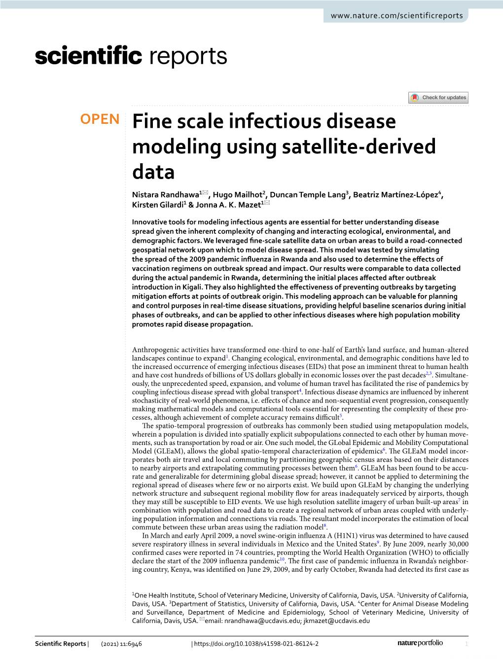 Fine Scale Infectious Disease Modeling Using Satellite-Derived Data