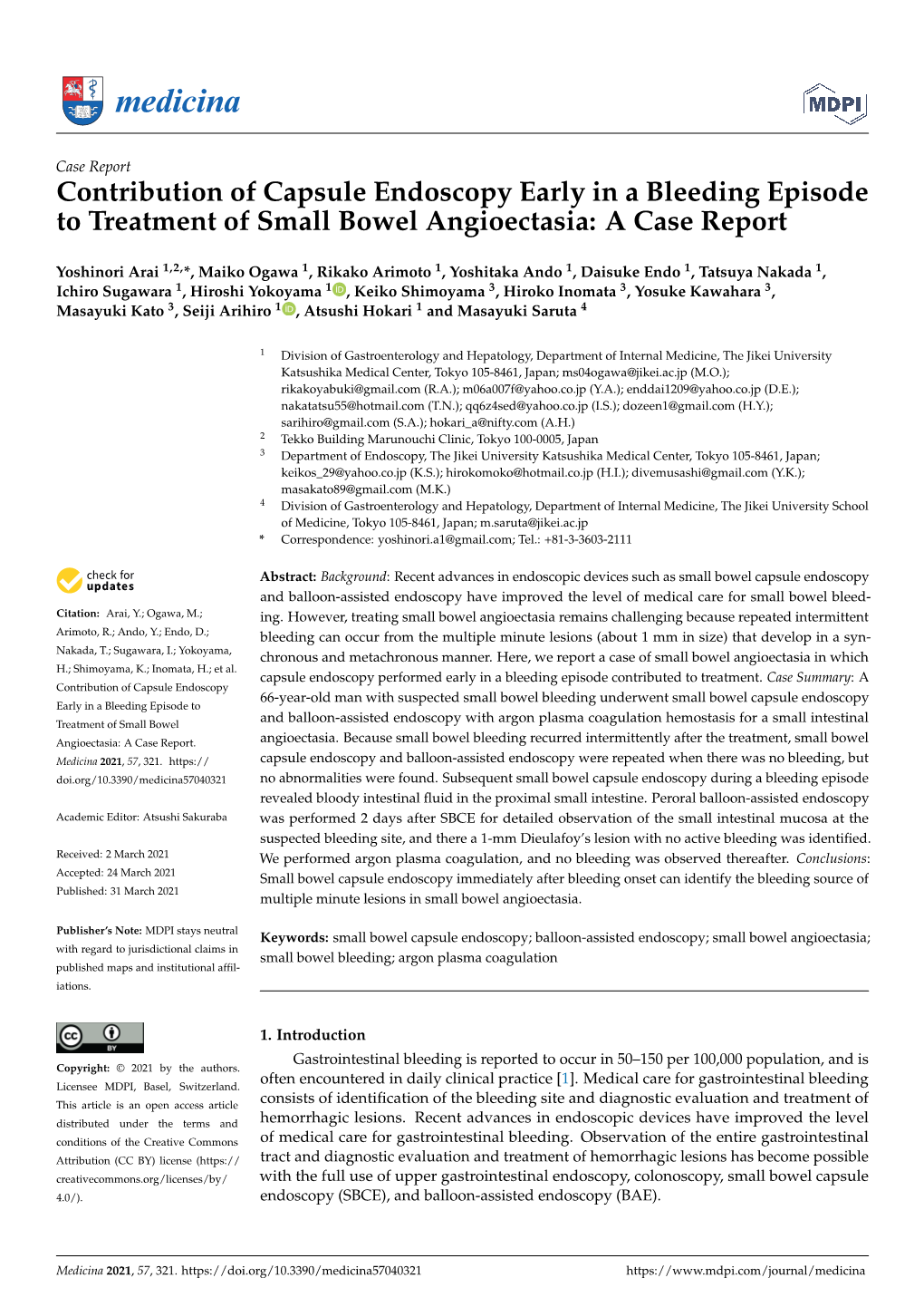 Contribution of Capsule Endoscopy Early in a Bleeding Episode to Treatment of Small Bowel Angioectasia: a Case Report