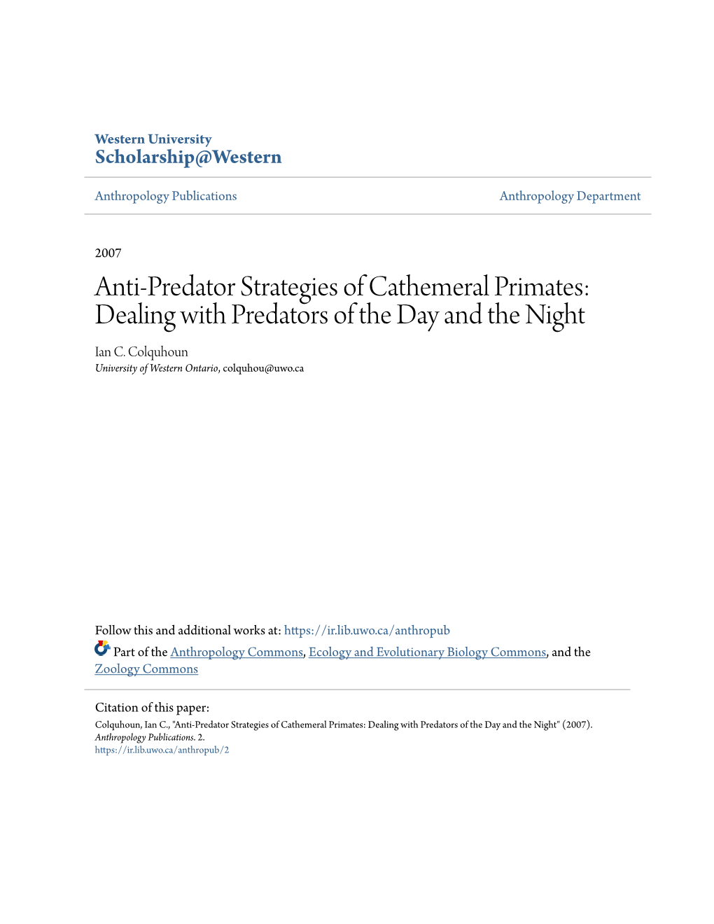 Anti-Predator Strategies of Cathemeral Primates: Dealing with Predators of the Day and the Night Ian C