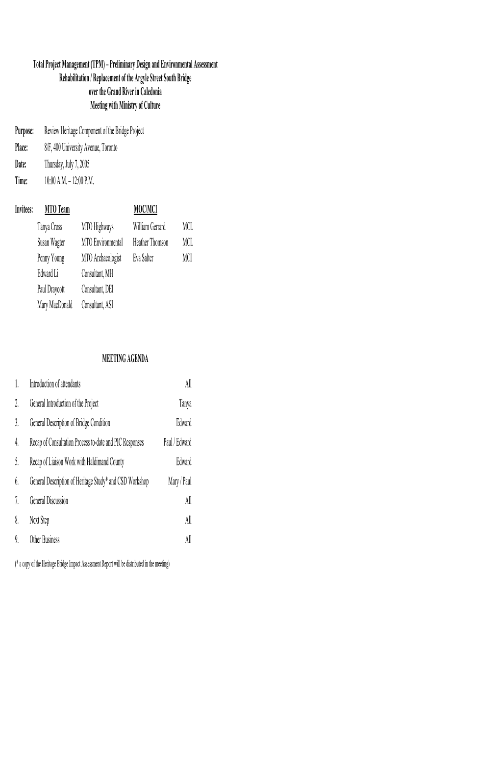 Preliminary Design and Environmental Assessment