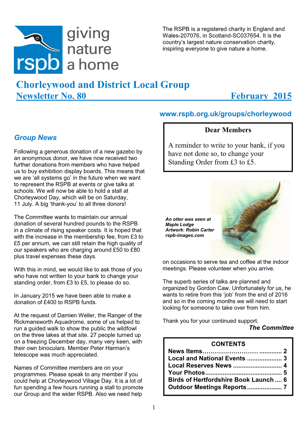 Chorleywood and District Local Group Newsletter No