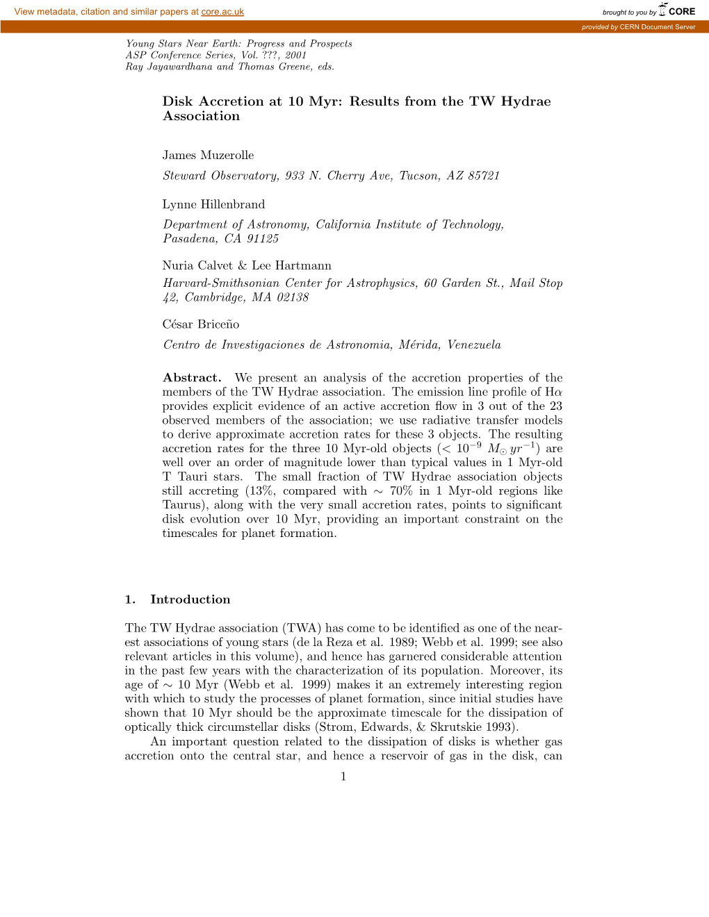 Disk Accretion at 10 Myr: Results from the TW Hydrae Association