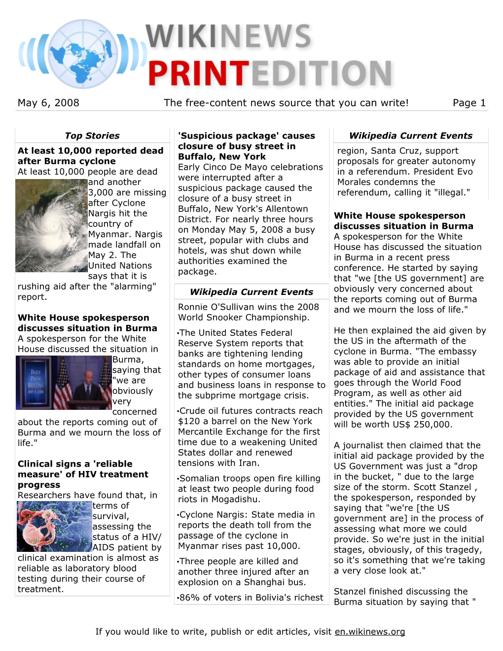 May 6, 2008 the Free-Content News Source That You Can Write! Page 1