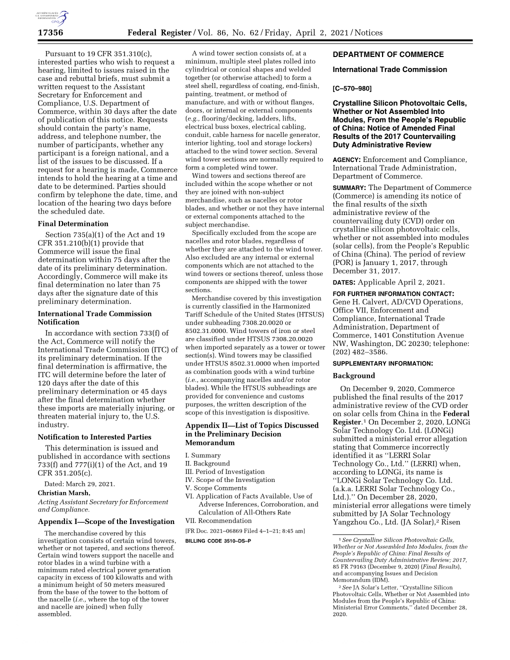 Federal Register/Vol. 86, No. 62/Friday, April 2, 2021/Notices