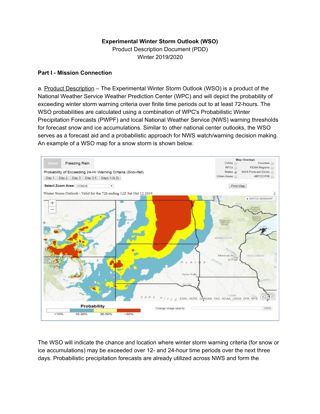 Experimental Winter Storm Outlook (WSO) Product Description Document (PDD) Winter 2019/2020
