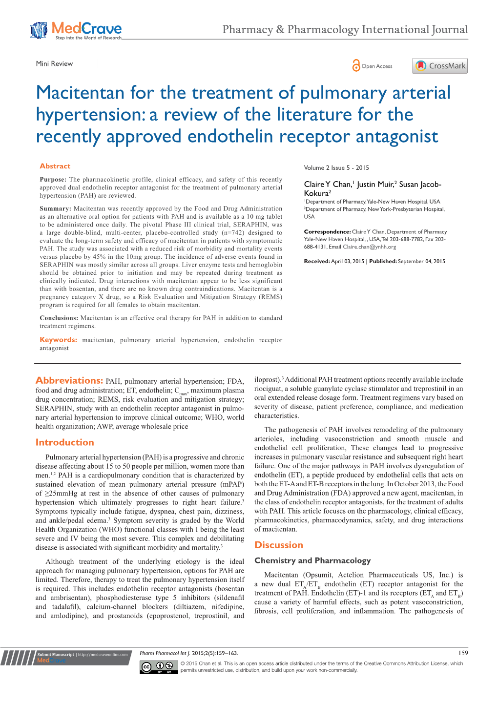 Macitentan for the Treatment of Pulmonary Arterial Hypertension: a Review of the Literature for the Recently Approved Endothelin Receptor Antagonist