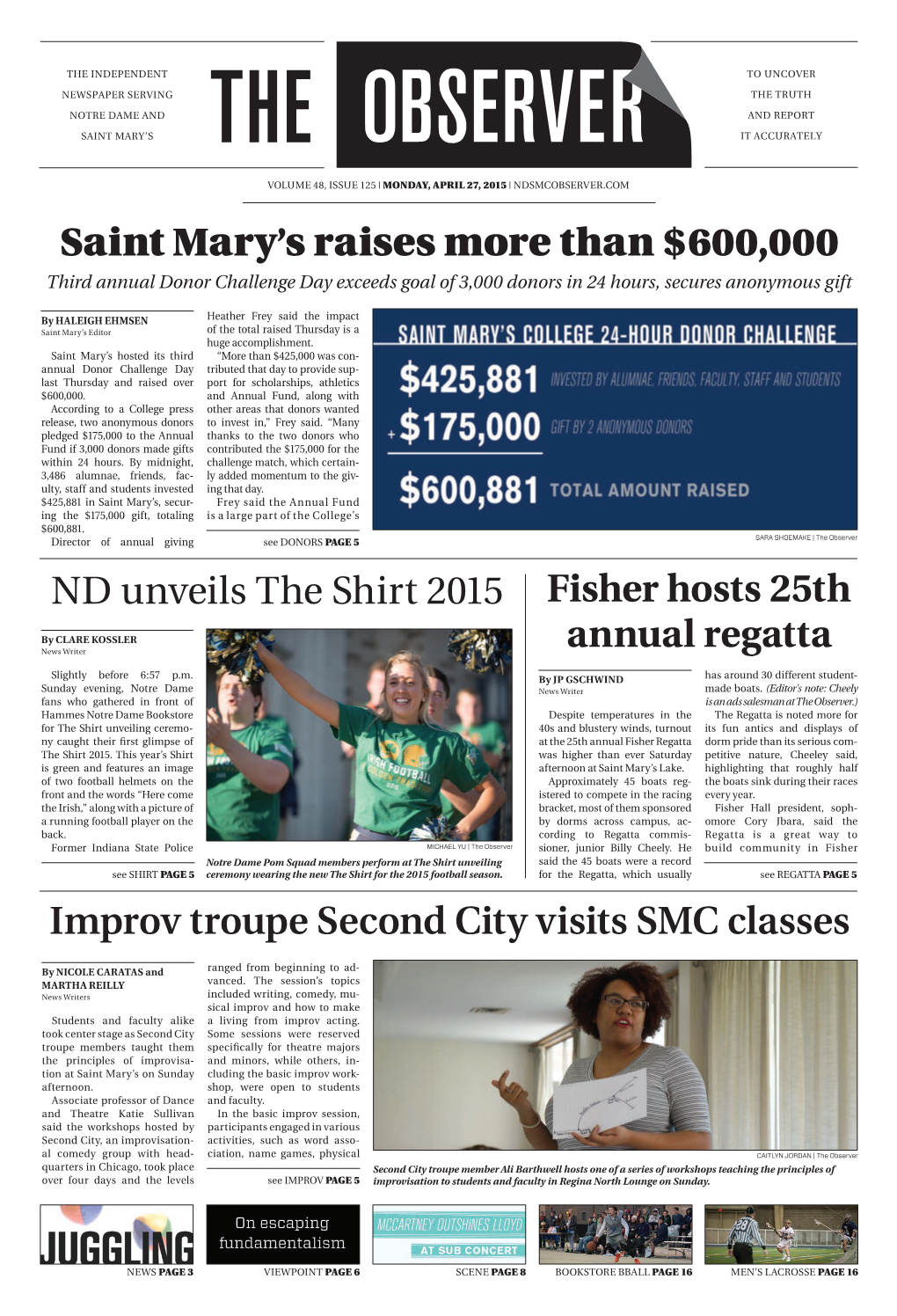 Saint Mary's Raises More Than $600,000 Nd Unveils the Shirt 2015