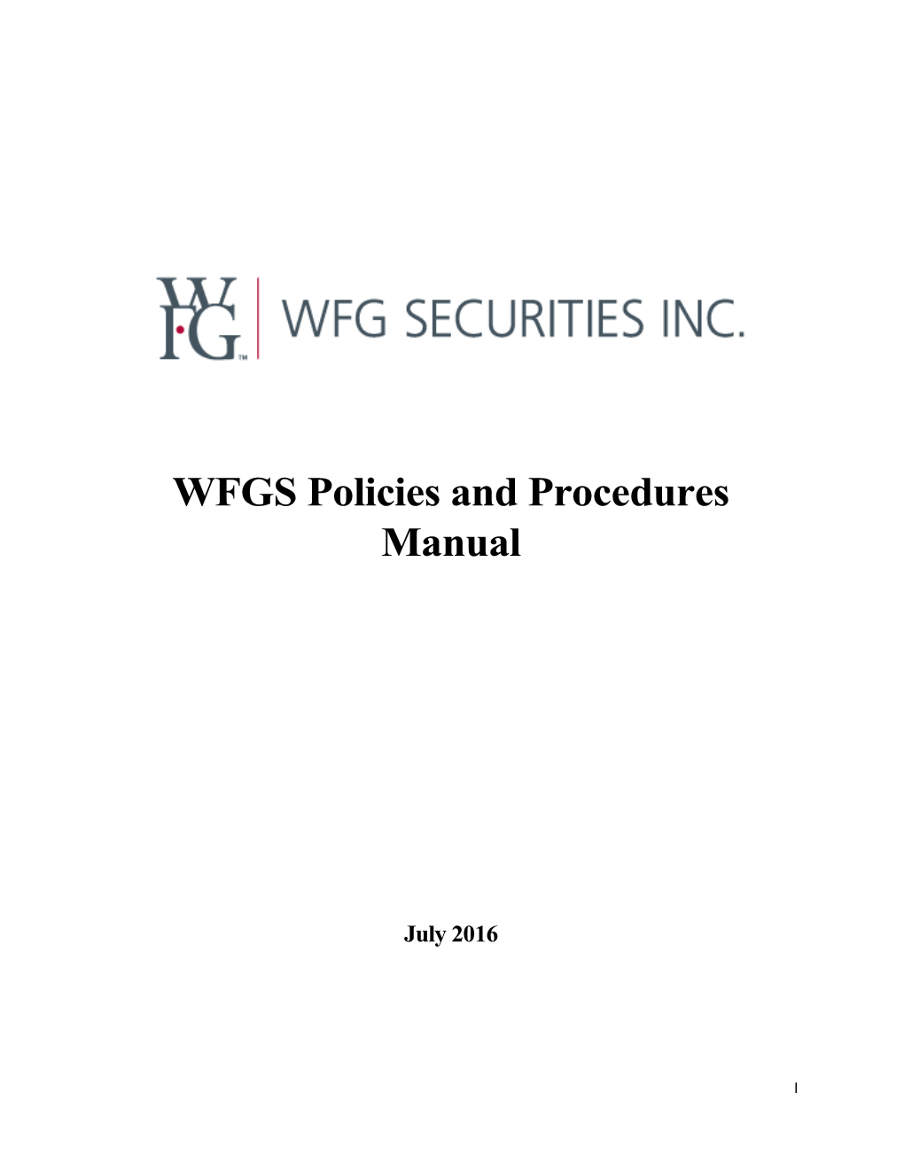 WFGS Policies and Procedures Manual