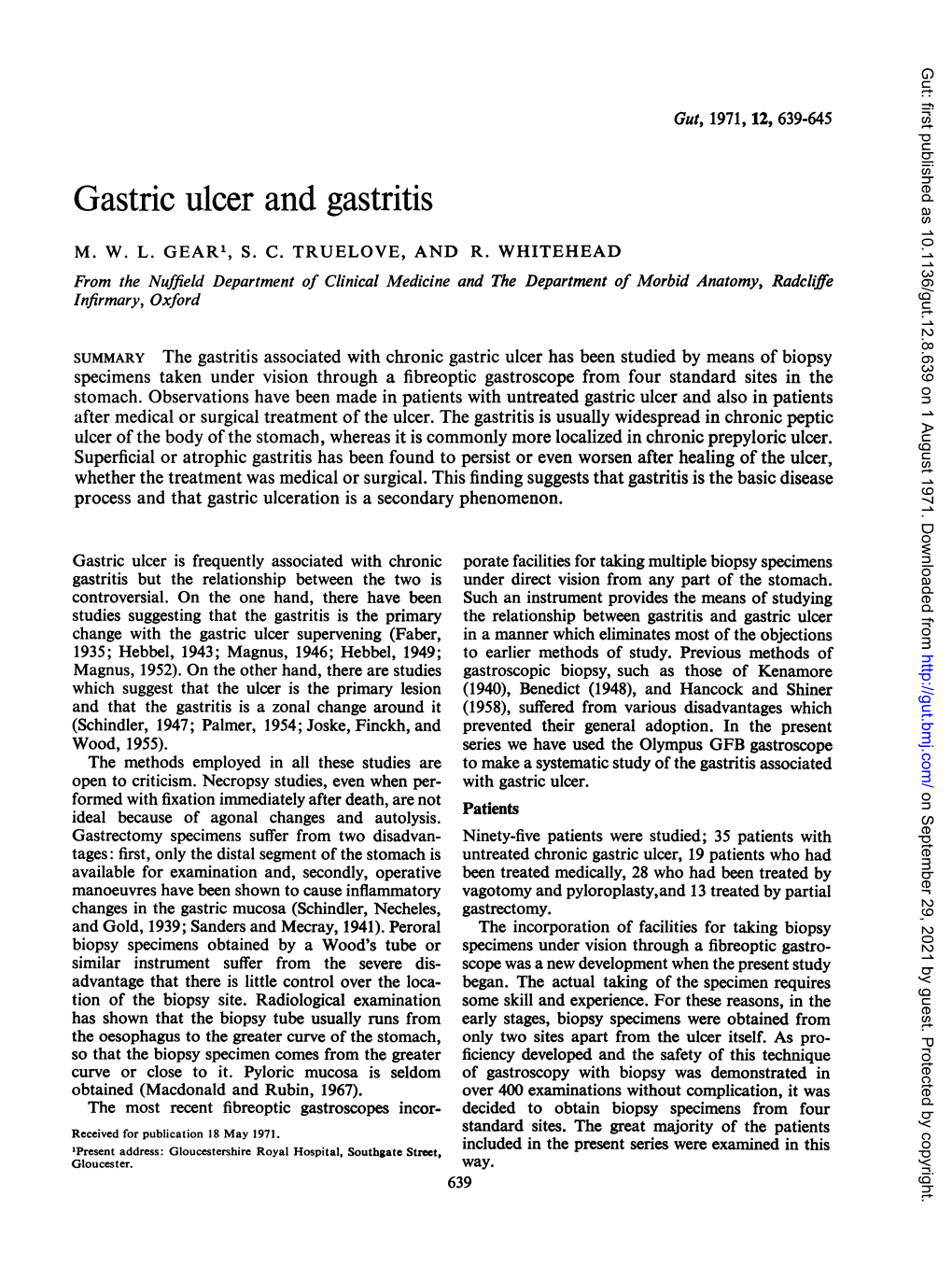 Gastric Ulcer and Gastritis