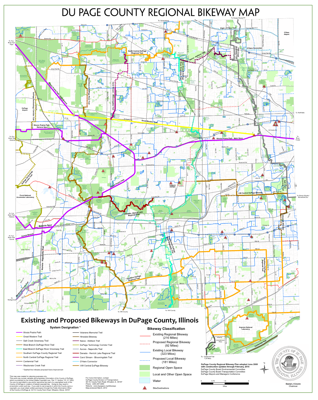 Existing and Proposed Bikeways in Dupage County, Illinois