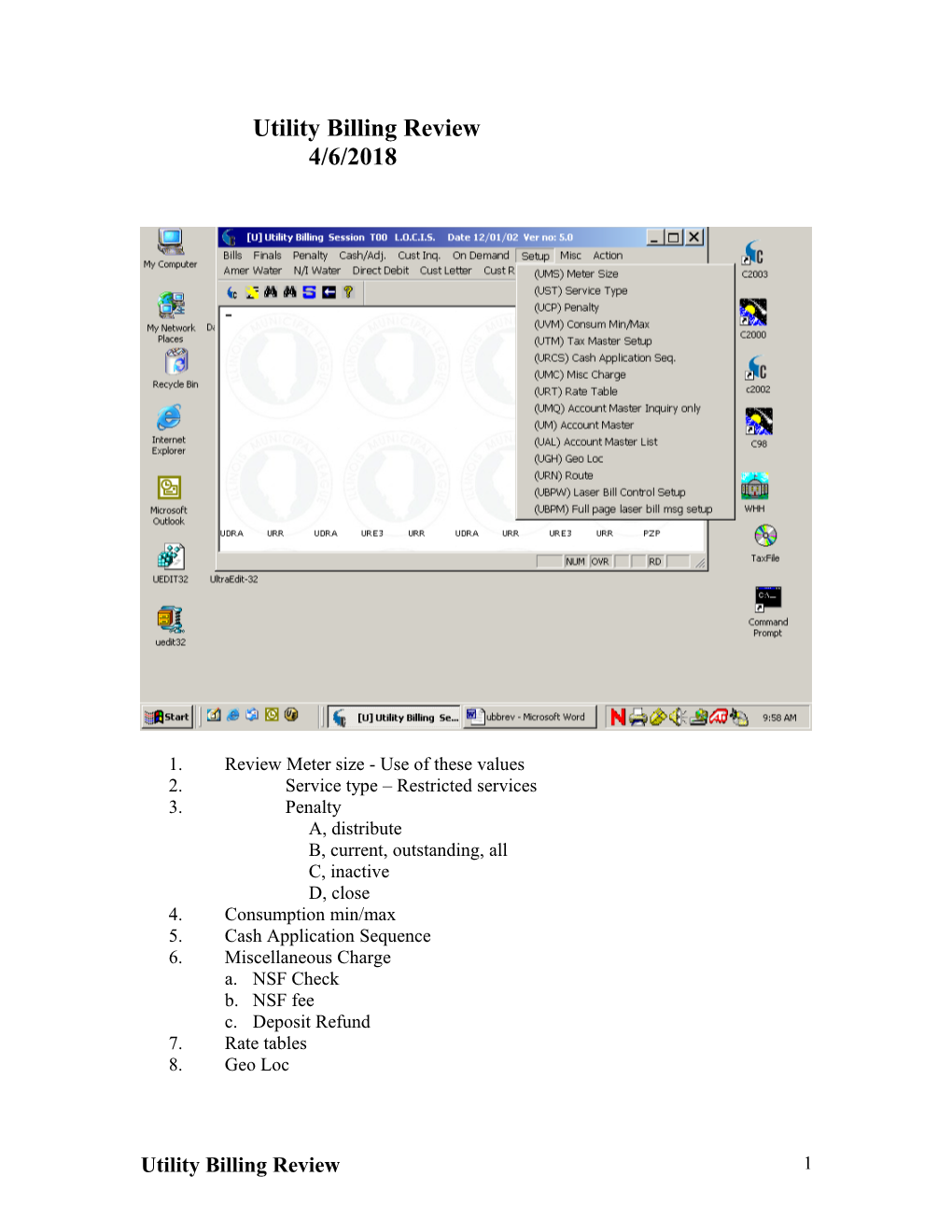 Utility Billing Review - WORD Format