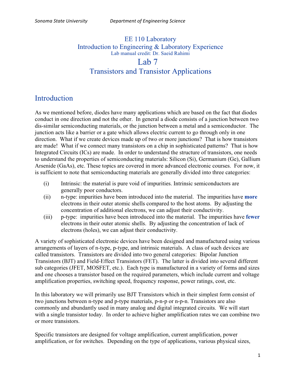 EE110 Lab7 Transistor Current Amplifiers