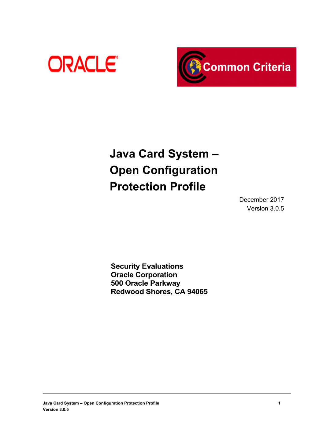 Java Card Protection Profile – Open Configuration Version 3.0.5
