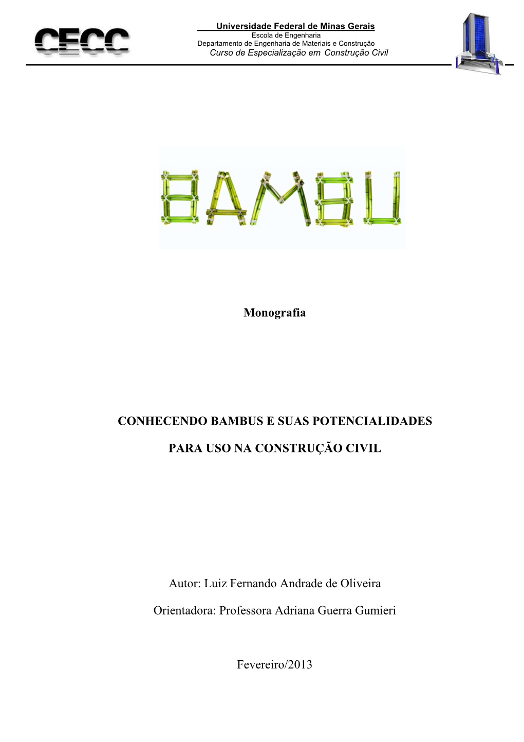 Monografia CONHECENDO BAMBUS E SUAS POTENCIALIDADES