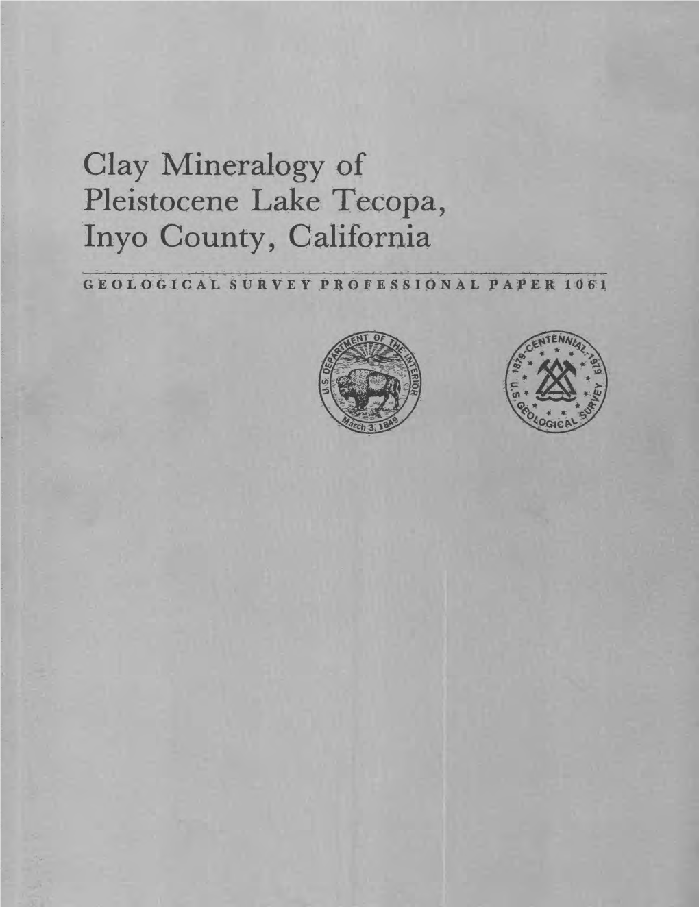 Clay Mineralogy of Pleistocene Lake Tecopa Inyo County, California