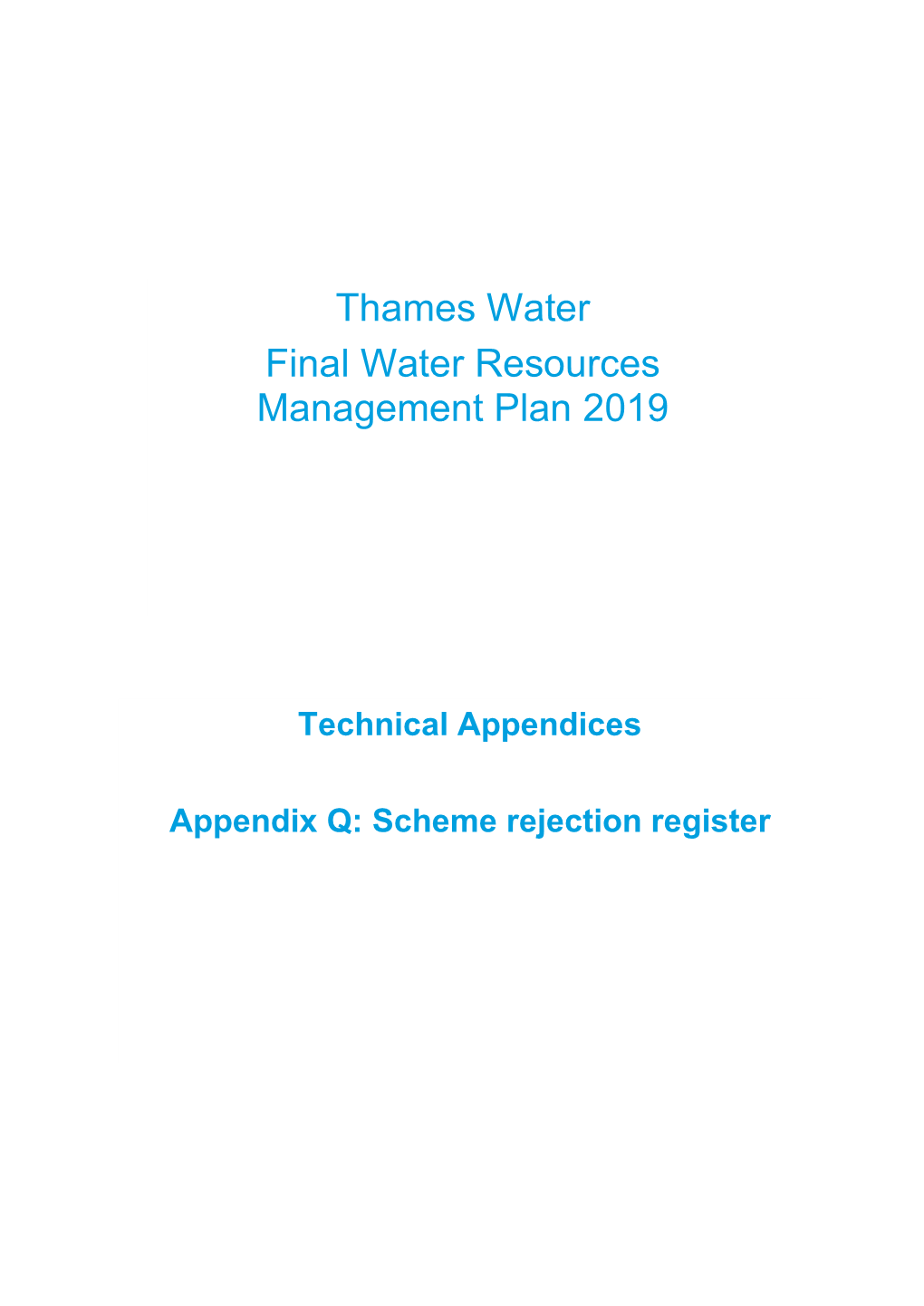 WRMP19 Options Appraisal Process