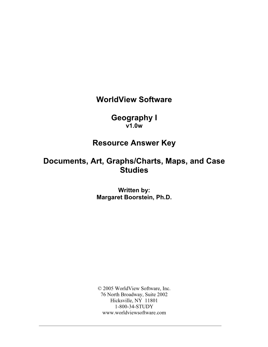 Worldview Software Geography I Resource Answer Key Documents