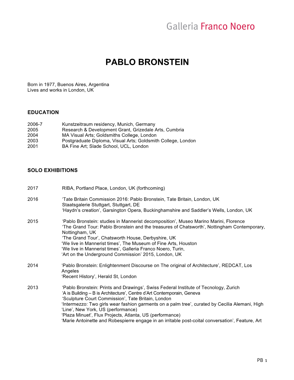 CV Pablo Bronstein