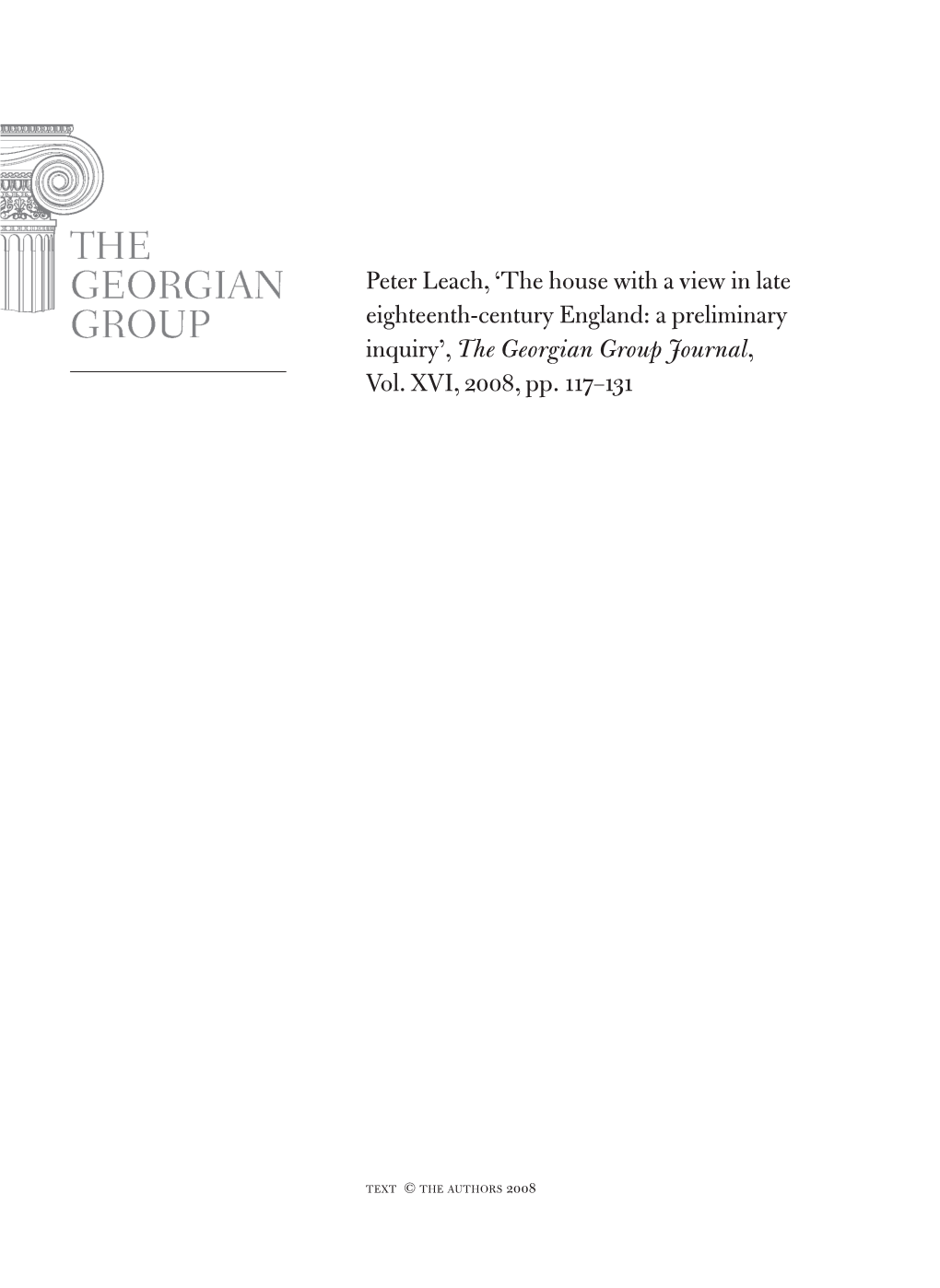 Peter Leach, 'The House with a View in Late Eighteenth-Century England: A