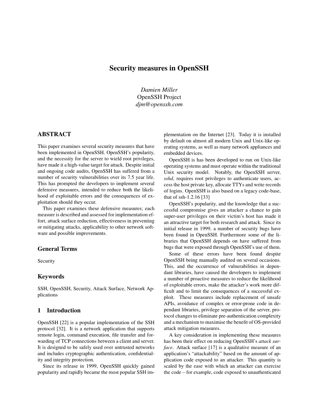 Security Measures in Openssh