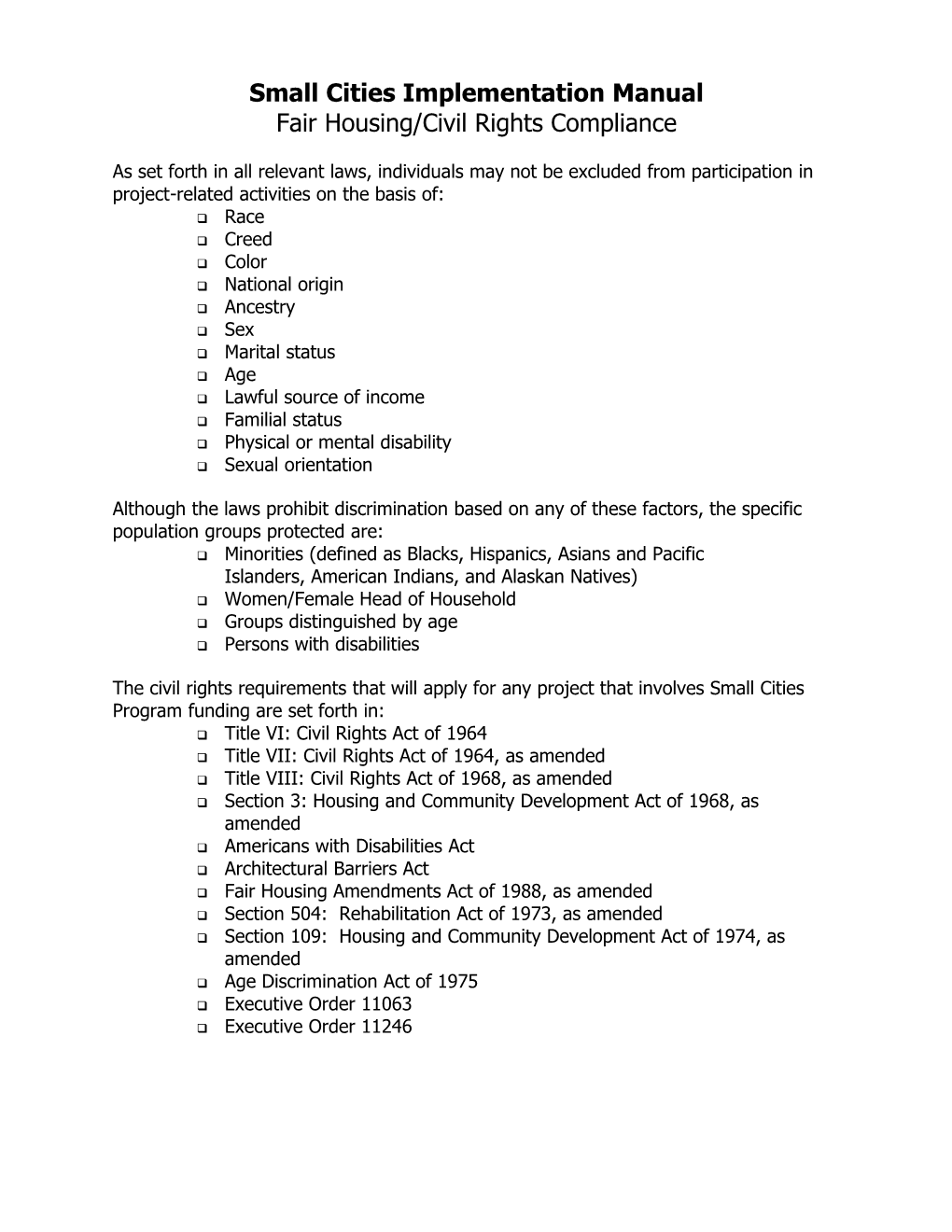 Fair Housing Civil Rights Compliance