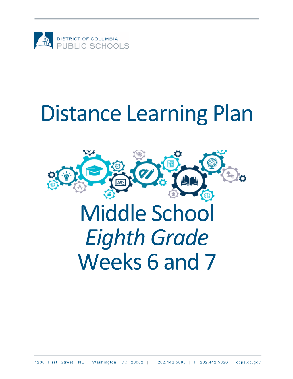 Distance Learning Plan Middle School Eighth Grade Weeks 6 and 7