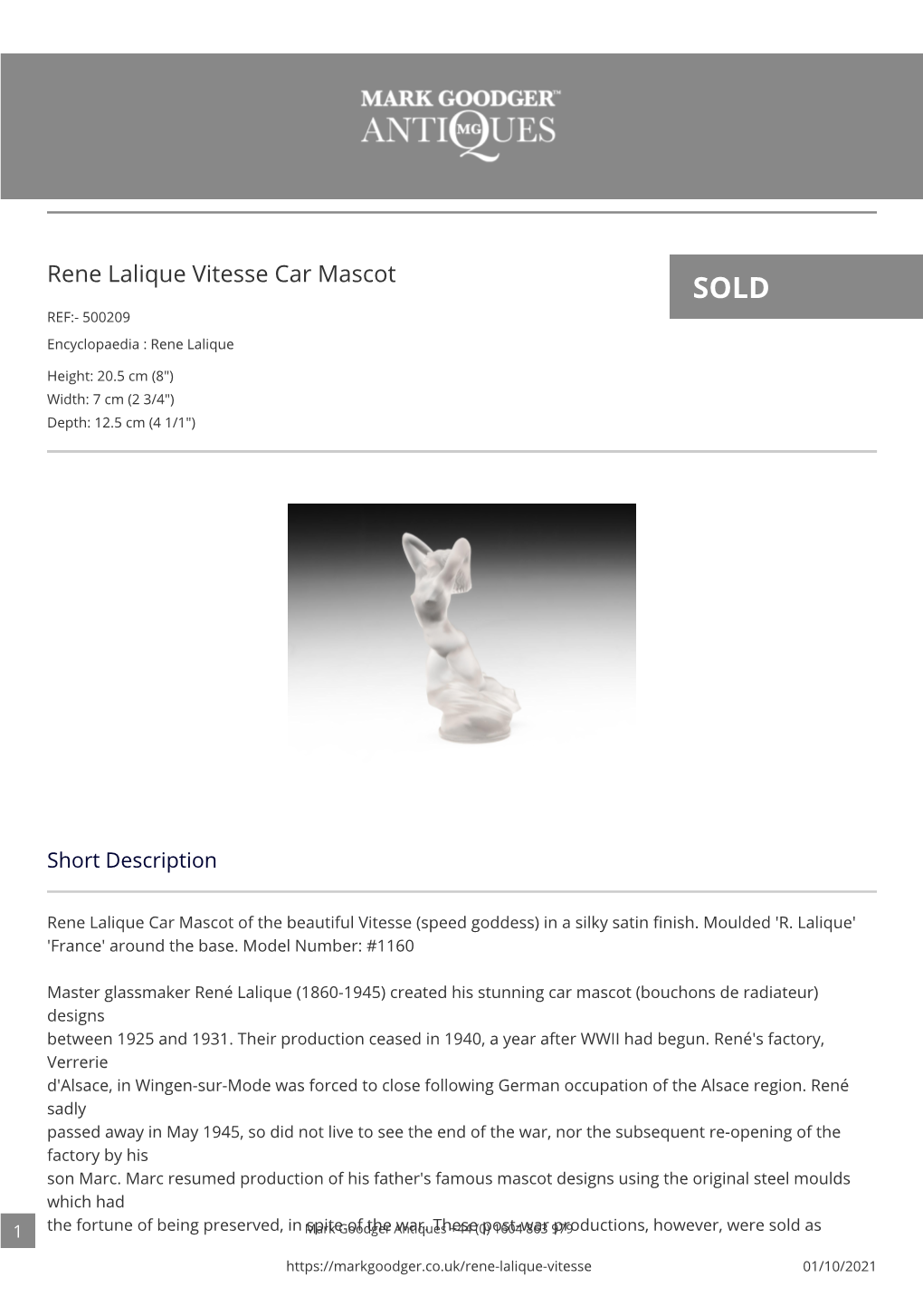 Rene Lalique Vitesse Car Mascot SOLD REF:- 500209 Encyclopaedia : Rene Lalique