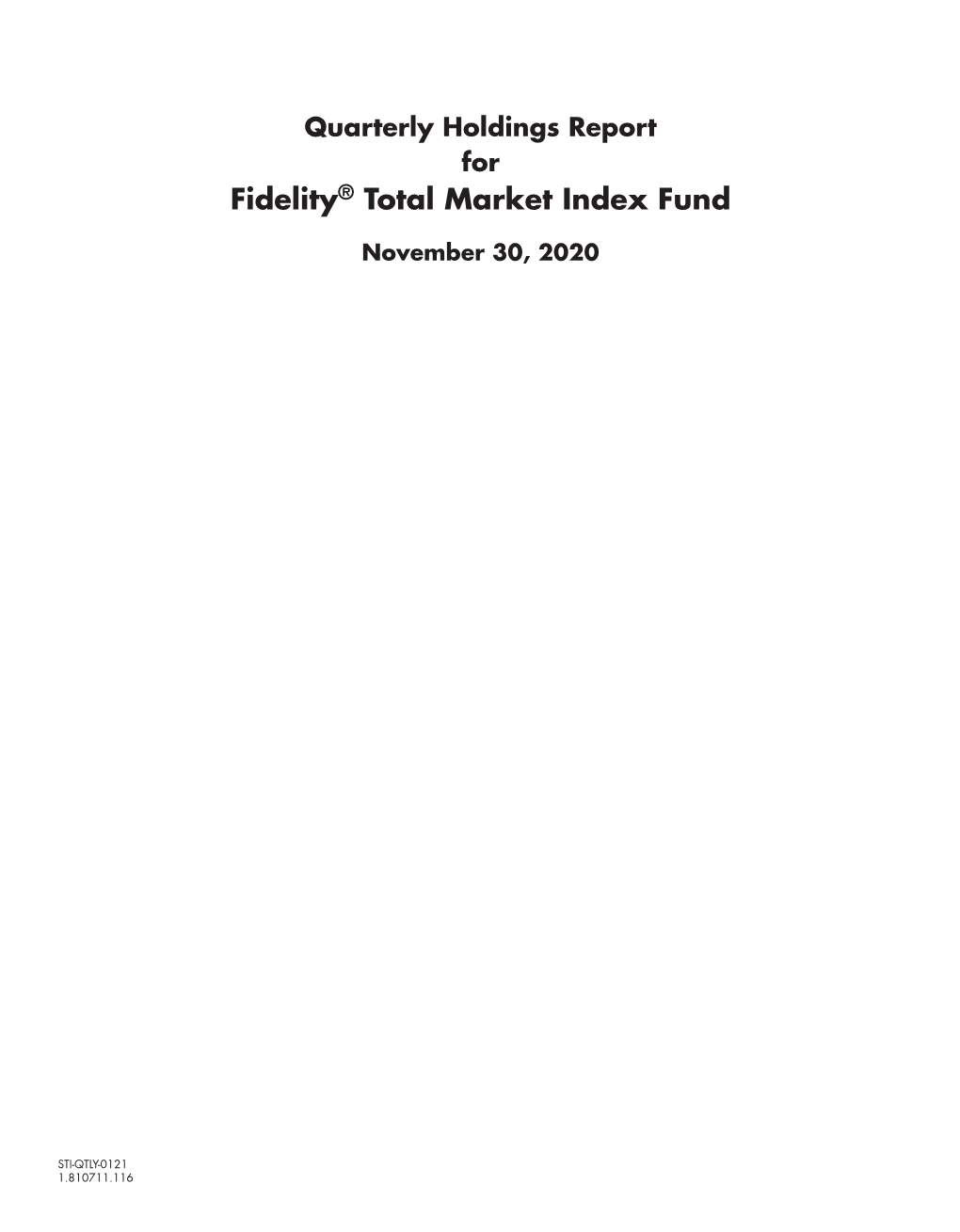 Fidelity® Total Market Index Fund