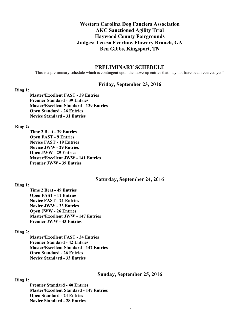 Western Carolina Dog Fanciers Association AKC Sanctioned Agility